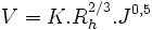 V = K . R_h^{2/3} . J^{0,5}