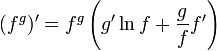 (f^g)'=f^g \left( g'\ln f + \frac{g}{f} f' \right)