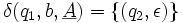 \delta(q_1, b, \underline{A}) = \{(q_2, \epsilon)\} 