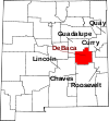 Mapa de Nuevo México con la ubicación del condado de De Baca