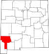 Mapa de Nuevo México con la ubicación del condado de Grant
