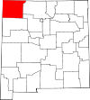 Mapa de Nuevo México con la ubicación del condado de San Juan