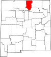 Mapa de Nuevo México con la ubicación del condado de Taos