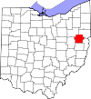 Mapa de Ohio con la ubicación del condado de Carroll