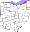 Mapa de Ohio con la ubicación del condado de Lake