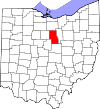 Mapa de Ohio con la ubicación del condado de Richland