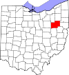 Mapa de Ohio con la ubicación del condado de Stark