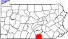 Mapa de Pensilvania con la ubicación del condado de Adams
