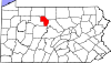 Mapa de Pensilvania con la ubicación del condado de Cameron