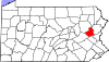 Mapa de Pensilvania con la ubicación del condado de Carbon
