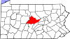 Mapa de Pensilvania con la ubicación del condado de Centre