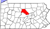Mapa de Pensilvania con la ubicación del condado de Clinton