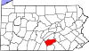 Mapa de Pensilvania con la ubicación del condado de Cumberland