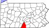 Mapa de Pensilvania con la ubicación del condado de Franklin