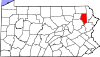 Mapa de Pensilvania con la ubicación del condado de Lackawanna