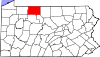 Mapa de Pensilvania con la ubicación del condado de McKean