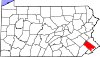 Mapa de Pensilvania con la ubicación del condado de Montgomery