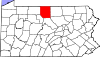 Mapa de Pensilvania con la ubicación del condado de Potter