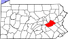 Mapa de Pensilvania con la ubicación del condado de Schuylkill