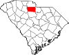 Mapa de Carolina del Sur con la ubicación del condado de Chester