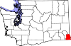Mapa de Washington con la ubicación del condado de Asotin