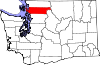 Mapa de Washington con la ubicación del condado de Skagit