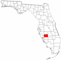 Mapa de Florida con el Condado de DeSoto resaltado