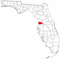 Mapa de Florida con el Condado de Hernando resaltado