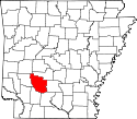 Mapa de Arkansas con el Condado de Clark resaltado