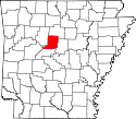 Mapa de Arkansas con el Condado de Conway resaltado