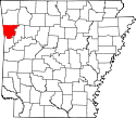 Mapa de Arkansas con el Condado de Crawford resaltado