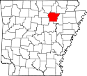 Mapa de Arkansas con el Condado de Independence resaltado