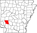 Mapa de Arkansas con el Condado de Pike resaltado