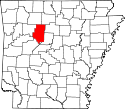 Mapa de Arkansas con el Condado de Pope resaltado