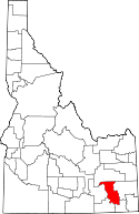 Mapa de Idaho con el Condado de Bannock resaltado