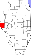 Mapa de Illinois con el Condado de Adams resaltado