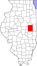 Mapa de Illinois con el Condado de Champaign resaltado