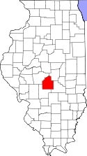 Mapa de Illinois con el Condado de Christian resaltado