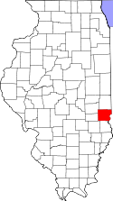 Mapa de Illinois con el Condado de Clark resaltado