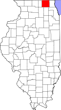 Mapa de Illinois con el Condado de McHenry resaltado