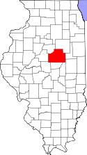Mapa de Illinois con el Condado de McLean resaltado