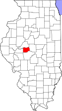 Mapa de Illinois con el Condado de Menard resaltado