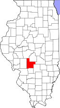 Mapa de Illinois con el Condado de Montgomery resaltado
