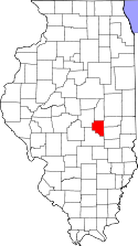 Mapa de Illinois con el Condado de Moultrie resaltado