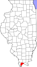 Mapa de Illinois con el Condado de Pulaski resaltado