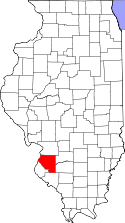 Mapa de Illinois con el Condado de St. Clair resaltado