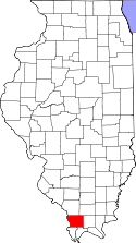 Mapa de Illinois con el Condado de Union resaltado