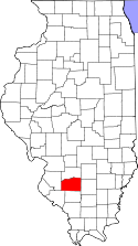 Mapa de Illinois con el Condado de Washington resaltado