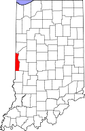 Mapa de Indiana con el Condado de Vermillion resaltado