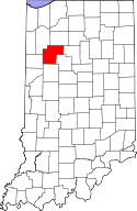 Mapa de Indiana con el Condado de White resaltado